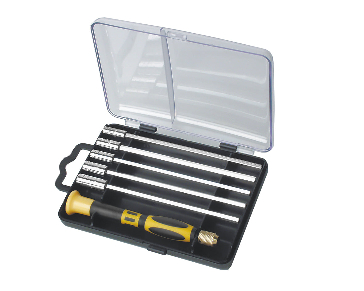 Precision mechanic socket wrench set, 6 pieces.