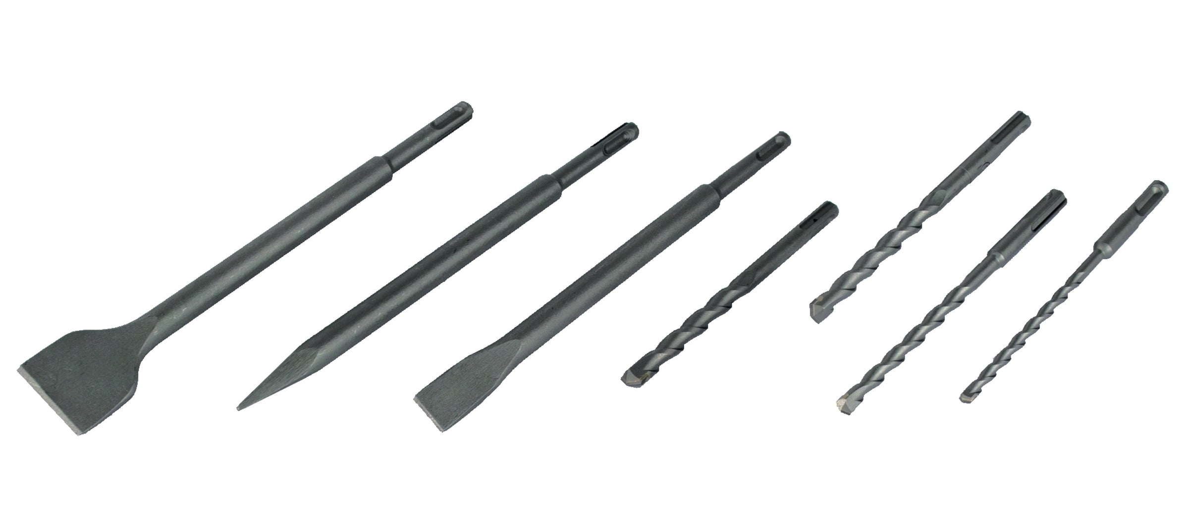 SDS drill and chisel set, 7 pieces.