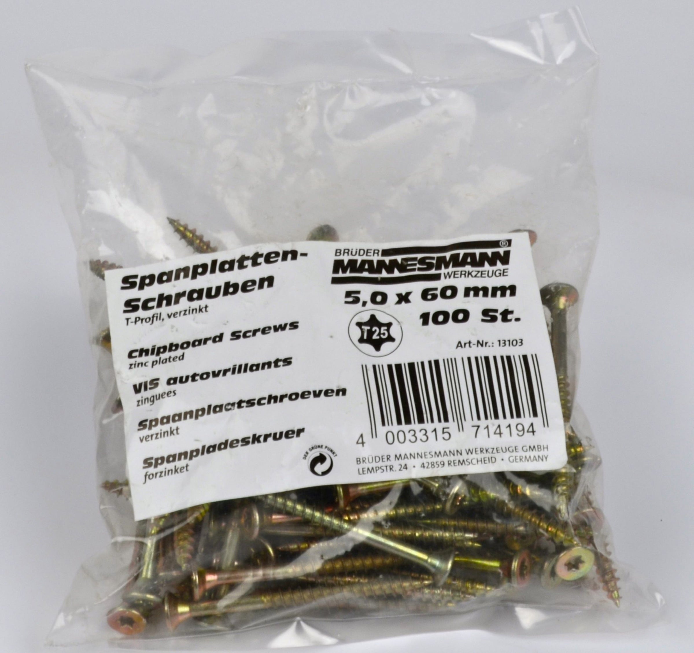 Chipboard screws 5.0x60mm, TX head