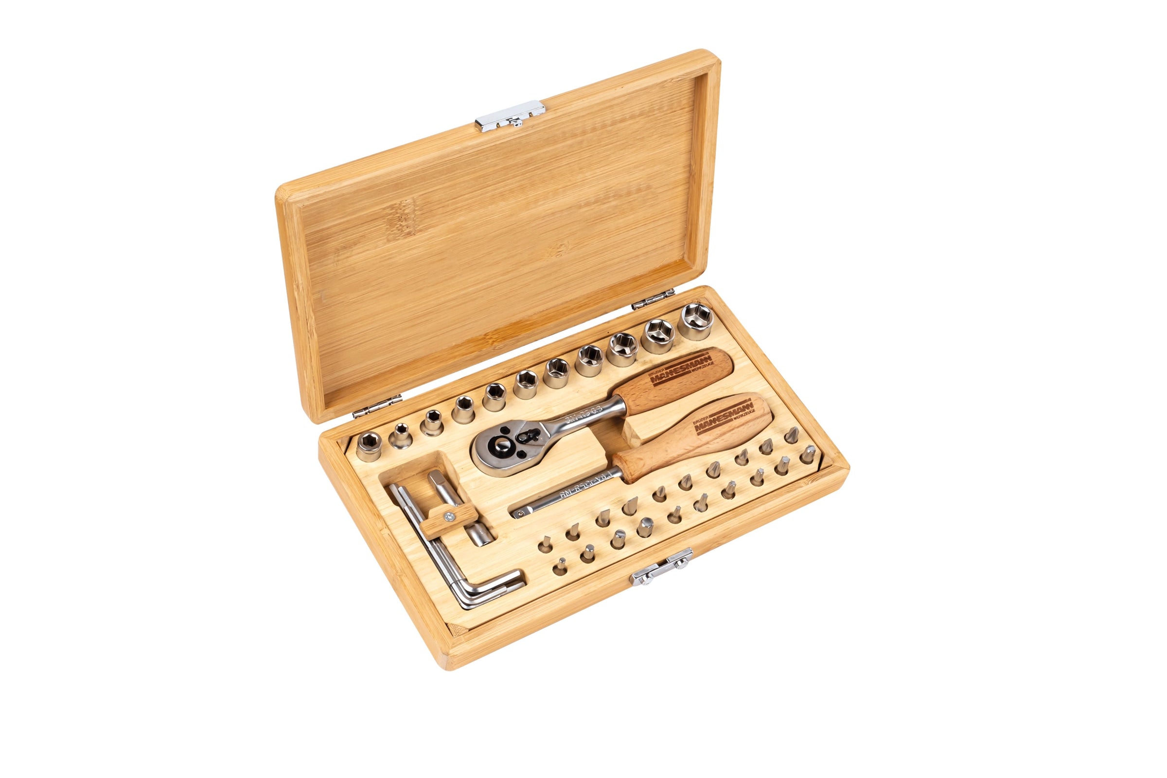 Coffret d'outils dans un coffret en bambou, 41 pièces