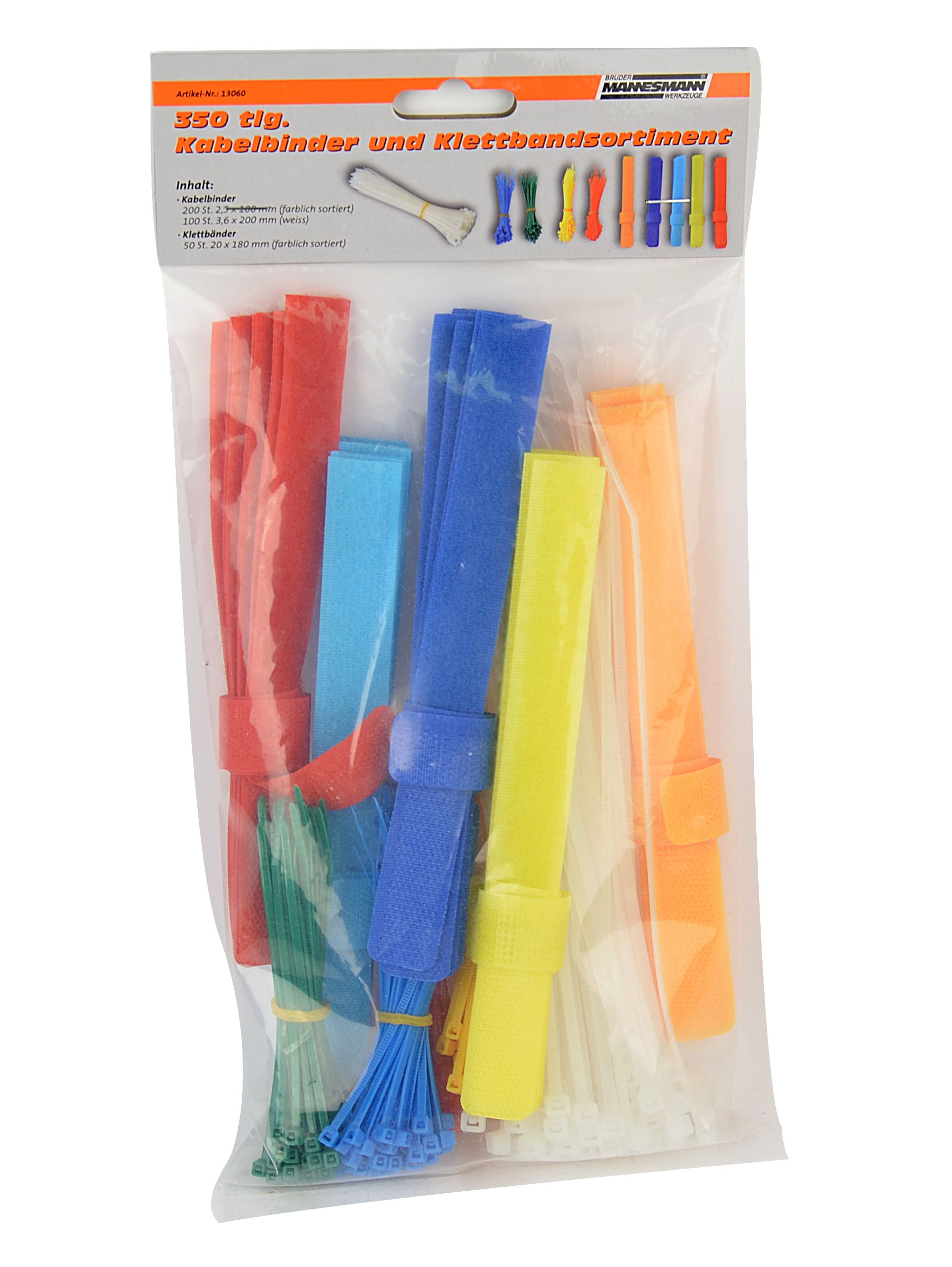 Cable ties and Velcro tape assortment 350 pieces.