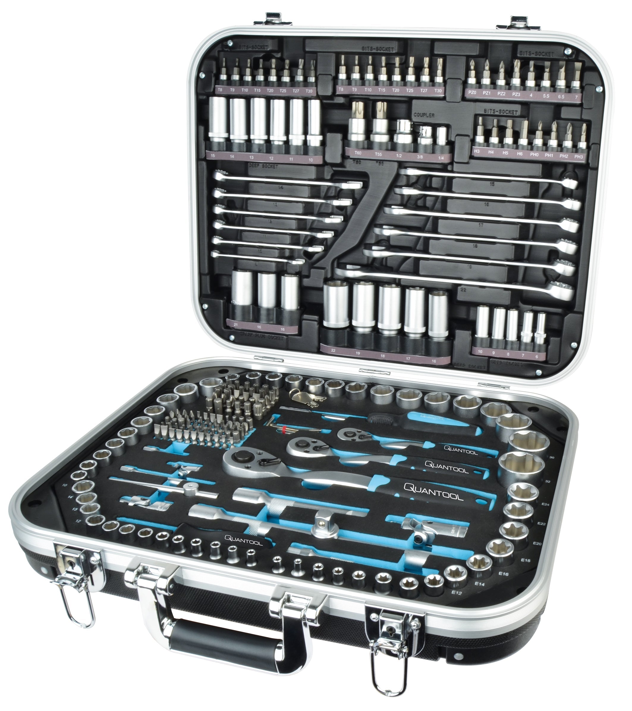 QUANTOOL - Socket set, 226 pieces, 1/4"+3/8"+1/2"