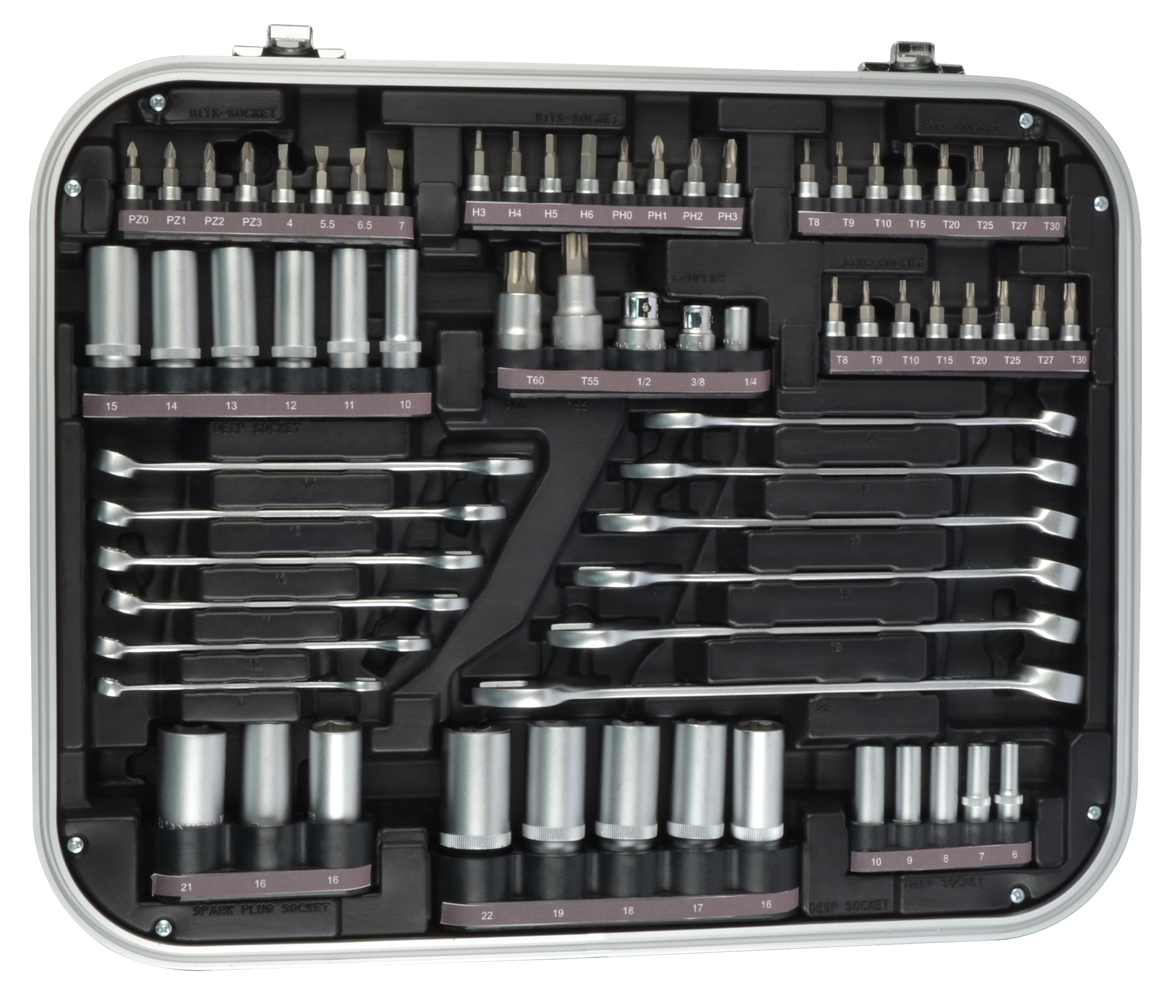 QUANTOOL - Socket set, 226 pieces, 1/4"+3/8"+1/2"