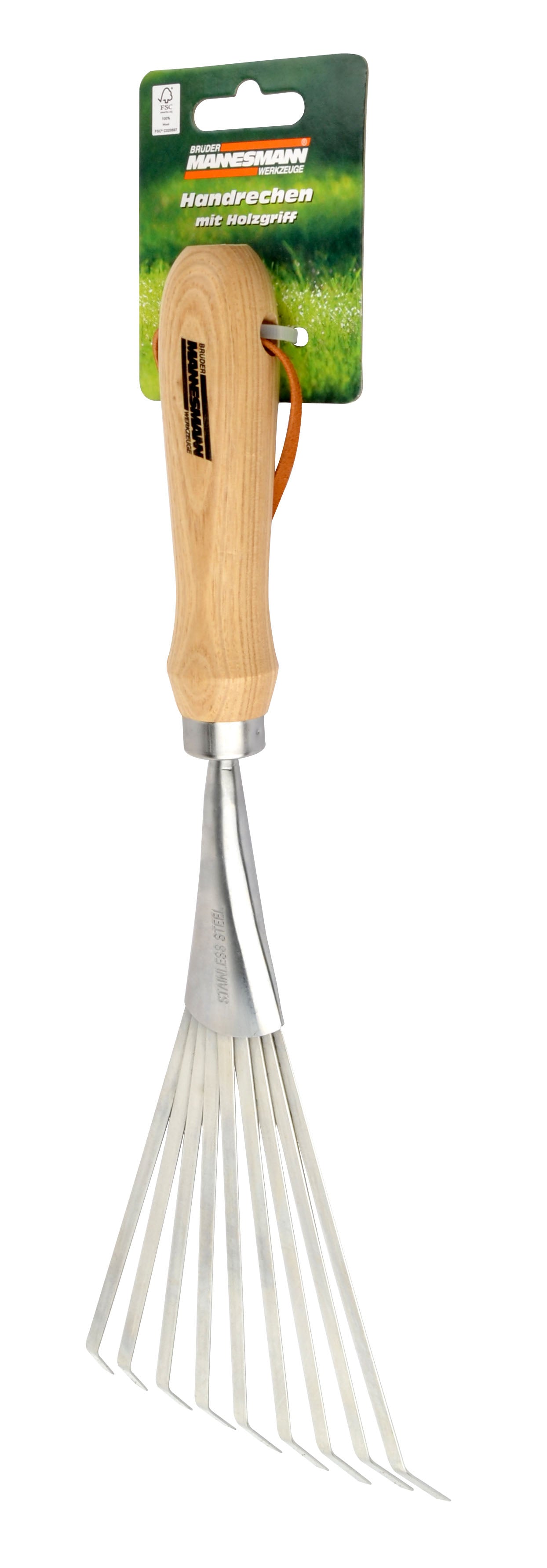 Hand rake, with wooden handle