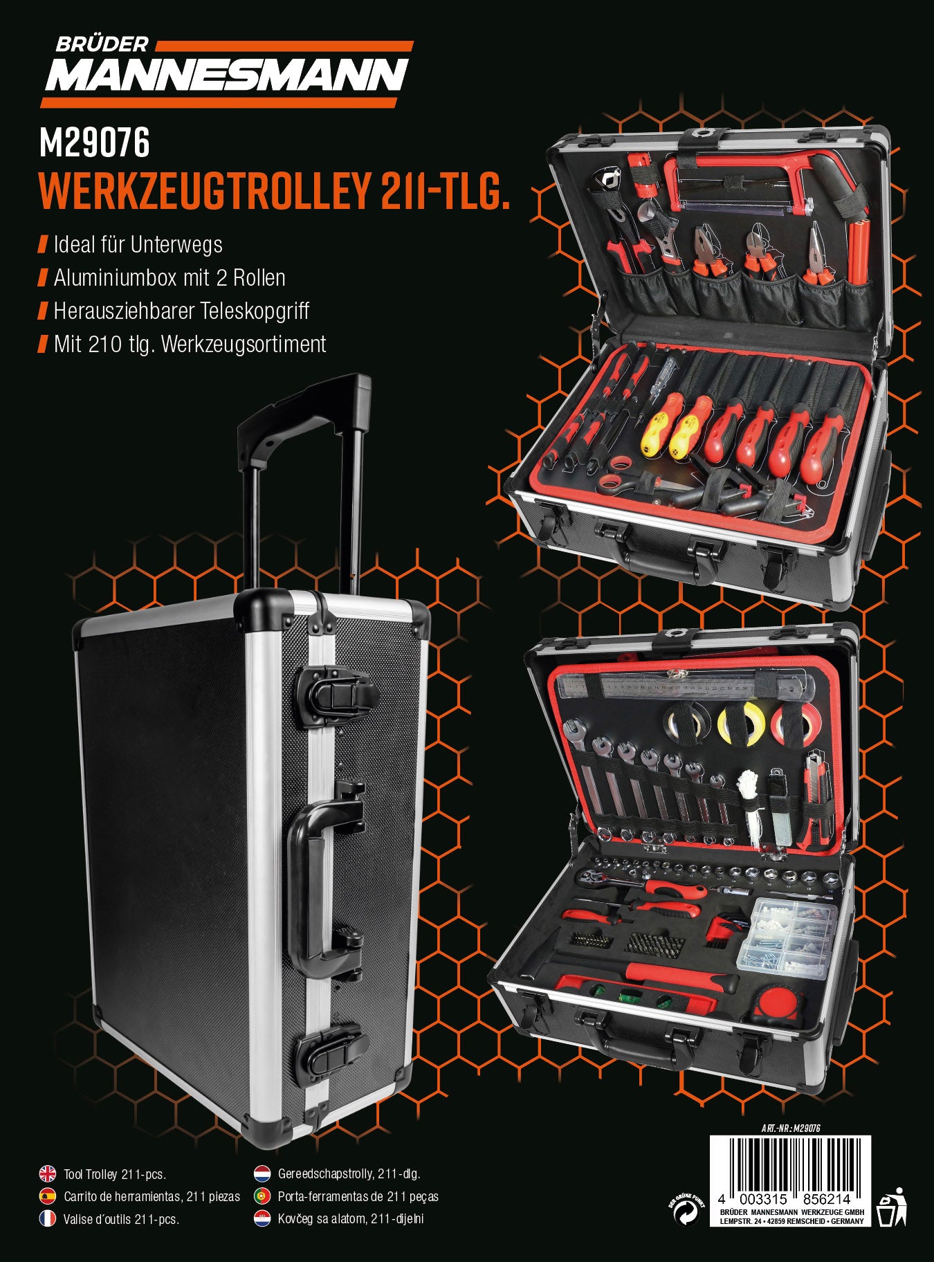 Werkzeugtrolley, 211-tlg.